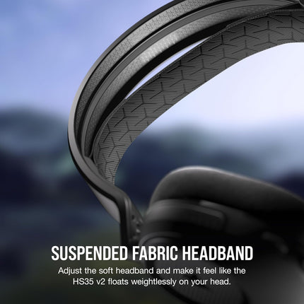 Corsair HS35 v2(Universal 3.5mm connectivity with PC,Xbox,PS, 50mm Audio Drivers,Floating Headband,Omni-Directional mic,On-Ear Volume Controls), Carbon