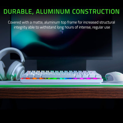 Razer Huntsman Mini - Mercury Edition - 60% Optical Gaming Keyboard (Linear Red Switch, White) I RGB Customizable backlighting - RZ03-03390400-R3M1