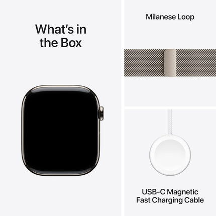 Apple Watch Series 11 GPS + Cellular 46mm Natural Titanium Case with Natural Milanese Loop - S/M