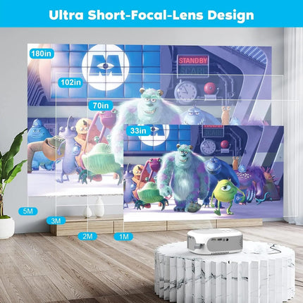 MEGAWISE Andriod 5G WiFi Projector Home 4K Support 1080P Smartphone Full HD Portable Builtin YouTube Other Apps Auto Keystone 4000 Lumens 200" Screen Compatible 4K TV Stick (MP36)