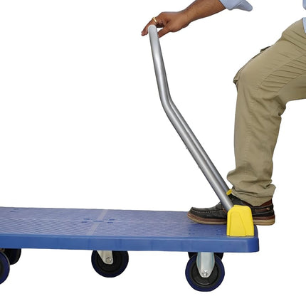 BIGAPPLE 600kg Capacity Plastic Foldable Platform Trolley for Heavy Weight/Material Handling Goods Trolley for Home, Office, Warehouse & Industries - 63cm x 105cm (5" Wheel/Blue) - PACK of 1