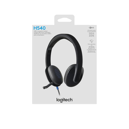 Logitech H540 Stereo Wired On Ear Headphones with Mic with Noise-Cancelling USB, On Ear Controls, Mute Indicator Light, Pc/Mac/Laptop - (Black)