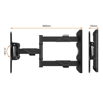 Amazon Basics Wall Mount for 32 to 55 inch TV with 6-Way Swivel Tilt | Full Motion Cantilever for LED, LCD, Plasma TV | Six-Way Precision Adjustments | Effortless Setup & Modern Minimalism (Black)