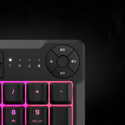 Corsair K55 CORE RGB Gaming Keyboard,Dynamic RGB Backlit Keys,Dust & Spill-Resistant,Six Customizable Macro Keys,Elgato Stream Deck Software Integration,Dedicated Media Keys