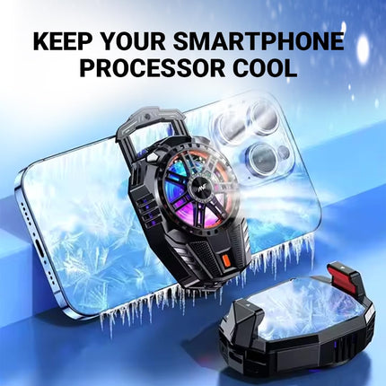 Ant ICE10 Phone Cooler for Gaming, Universal Phone Cooling Fan with 3 Speed Cooling Modes, RGB Fan, Ultra Quiet LED Temperature Display for iPhone Android Smartphones Cell Phone Cooler_ Black
