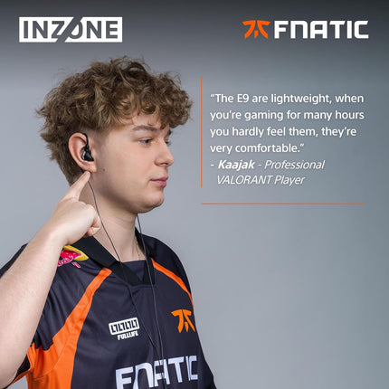 Sony INZONE E9 Wired in-Ear Monitor for Gaming, Sound Isolation | Tuned for FPS Games, Comfortable In-Ear Fit, Low Profile Design, 360 Spatial Sound, Carry Case, Developed with Fnatic Esports