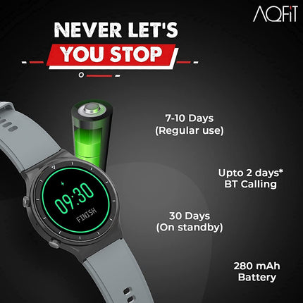 AQFIT W9 Bluetooth Calling Smartwatch 1.33" HD IPS Display, Fitness Tracker with SPO2, HeartRate, Multi Sports Mode, BT 5.0 for Men and Women (Grey)