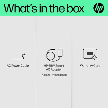 HP 65W Smart AC Adapter with 65W Power delivery and 4.5mm Connector (6H459AA) - Unboxify