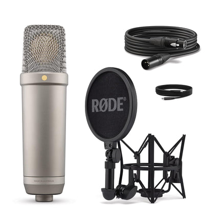 Rode Nt1 5Th Generation Large-Diaphragm Studio Condenser Microphone with XLR and USB Outputs, Shock Mount and Pop Filter for Music Production, Vocal Recording and Podcasting (Silver)