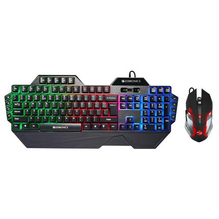 ZEBRONICS Optimus Gaming Keyboard & Mouse Combo, Braided Cable, Gold Plated USB, Upto 3600 DPI, 6 Buttons, High Resolution Sensor, Multicolor LED, Dedicated Macro Keys, 117 Keys