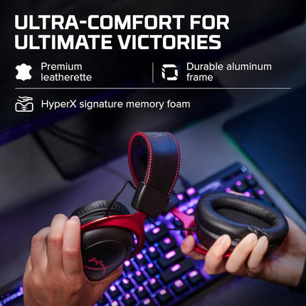 HyperX Cloud Ii – Gaming Over Ear Headset for Pc, Ps5/Ps4. Includes 7.1 Virtual Surround Sound and USB Audio Control Box - Red (4P5M0Aa)