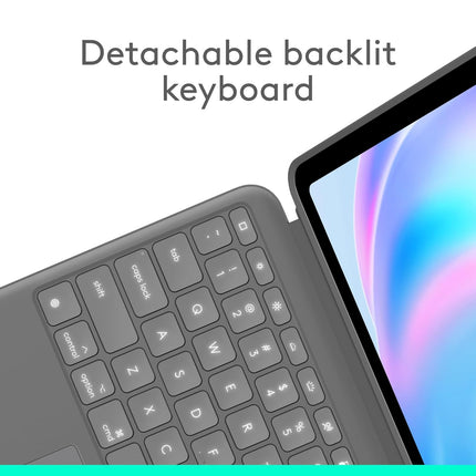 Logitech Combo Touch iPad Air 13-inch (M2 & M3)(2024 & 2025) Keyboard Case - Detachable Backlit Keyboard with Kickstand, Comfortable Typing, Multi-use Mode - Oxford Grey