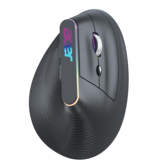 acer Ergo Vertical Wireless Mouse | Silent 6D Buttons & Scroll Wheel | 4 DPI Setting 1200-3200 | 2.4GHz + Bluetooth Dual Mode | Rechargeable 500mAh Battery | ABS I RGB Glow | Ergonomic Design - Unboxify