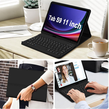 typecase Keyboard Case for Samsung Galaxy Tab S10 FE (10.9), S9 (11) & S9 FE (10.9) with S Pen Holder, 3-Viewing Angle, Slim Lightweight Detachable Wireless Bluetooth Keyboard Cover (Not Fit to S10)