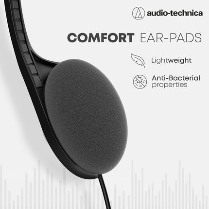 Audio-Technica USB Headset with 30mm Drivers, Condenser Mic, USB-A/Type-C Connectivity – 20–20,000 Hz Headphone Response, 16-Bit/48 kHz, Compatible with Windows & macOS