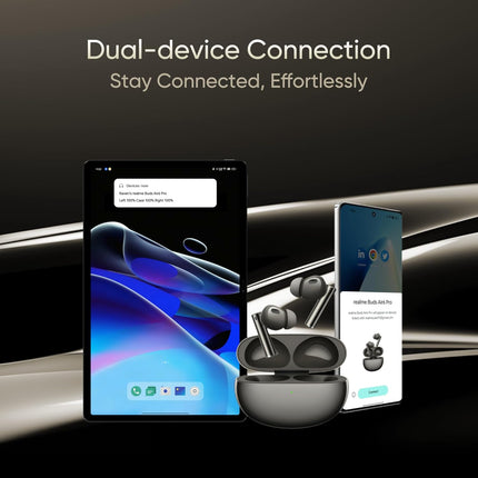 realme in Ear Wireless Buds Air 6 Pro with Dual Drivers (11MM+6MM tweeter), 40 Hrs Play Time,50 Db ANC, Lhdc 5.0, 55Ms Low Latency, 360° Spatial Audio, Ip55 Dust&Water Resistant, Bt V5.3