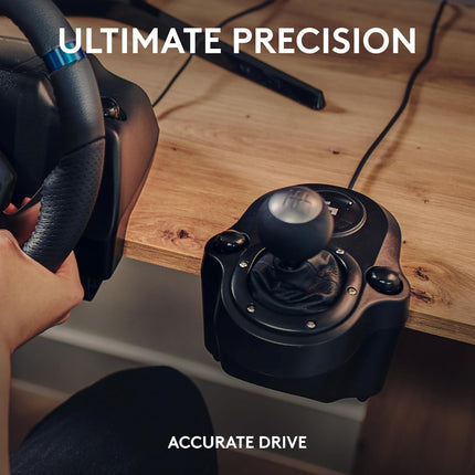 Logitech G Driving Force Racing Wheels Shifter for G29, G920 & G923, 6 Speed, Push Down Reverse Gear, Steel and Leather Construction for PC - Black