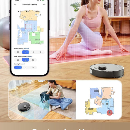 dreame D10s Plus Robot Vacuum and Mop Combo, Self-Emptying for up to 65 Days, 5,000Pa Suction Power, Advanced AI and LiDAR Navigation, 280-min Runtime, Compatible with Alexa, Ideal for Pet Hair, Black