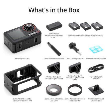 DJI Osmo Action 5 Pro Adventure Combo, Action Camera 4K with 1/1.3" Sensor, 12h Extended Battery Life with 3 Batteries, Stabilization, Dual OLED Touchscreens, Mini Action Camera for Travel, Vlog