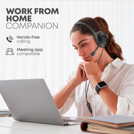 Audio-Technica USB Headset with 30mm Drivers, Condenser Mic, USB-A/Type-C Connectivity – 20–20,000 Hz Headphone Response, 16-Bit/48 kHz, Compatible with Windows & macOS