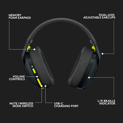 Logitech G435 Light Speed and Lightweight Gaming Bluetooth Wireless Over Ear Headphones with Mic, 18H Battery, Compatible for Dolby Atmos, Pc, Ps4, Ps5, Mobile