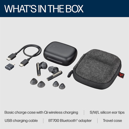 Poly Voyager Free 60 True Wireless Earbuds, in-Ear w/Noise-canceling mic, ANC, Black (BRAND NEW/SEALED)