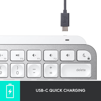 Logitech MX Keys Mini for Mac Minimalist Wireless Illuminated Keyboard with Free Adobe Subscription, Compact, Bluetooth, Backlit Keys, USB-C, Tactile Typing, Metal Build-Pale Grey