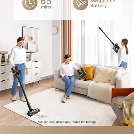 DREAME R10 Pro Cordless Stick Vacuum Cleaner, 65 Mins Long Runtime Stick Vacuum, Lightweight and Anti-Tangle, 150 AW Robust Suction Handheld Vacuum for Hard Floor, Pet Hair and Carpet