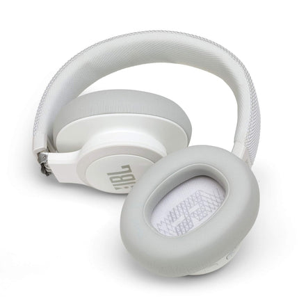 JBL Live 650BTNC, Over Ear Active Noise Cancelling Headphones with Mic, Signature Sound, Quick Charge, Dual Pairing, AUX, Built-in Alexa and Google Assistant (White, Wireless)