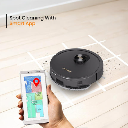 Eureka Forbes SmartClean Home Mapping Turbo, 7000Pa HyperSuction Robotic Vacuum Cleaner | LiDAR 3.0 & Quick Home Mapping | Wet Mopping | 3-Hour Run Time | Smart App Control | Voice Control