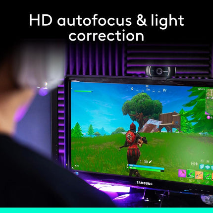 Logitech C922 Pro Stream Webcam, HD 1080p/30fps or HD 720p/60fps, Digital, Hyperfast Streaming, Stereo Audio, HD Light Correction, Autofocus, for YouTube, Twitch, XSplit - Black