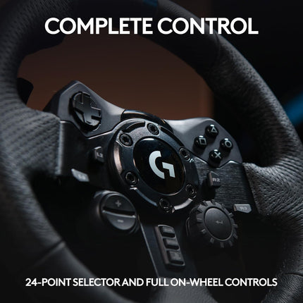 Logitech G923 Racing Wheel and Pedals, TRUEFORCE Feedback, Responsive Driving Design, Dual Clutch Launch Control, Genuine Leather Steering Wheel Cover, for PS5, PS4, PC, Mac - Black