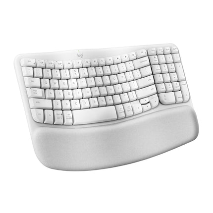 Logitech Wave Keys Wireless Ergonomic Keyboard with Cushioned Palm Rest, Comfortable Natural Typing, Easy-Switch, Bluetooth, Logi Bolt Receiver, for Multi-OS, Windows/Mac - Off White (BRAND NEW/SEALED)