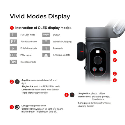 Digitek (DSG-010 PRO) 3-Axis Black Smartphone Gimbal Pocket Size Foldable with Wireless Charging, 8 Creative Filming Modes, OLED Display & AI Face/Object Tracking, Android & iOS