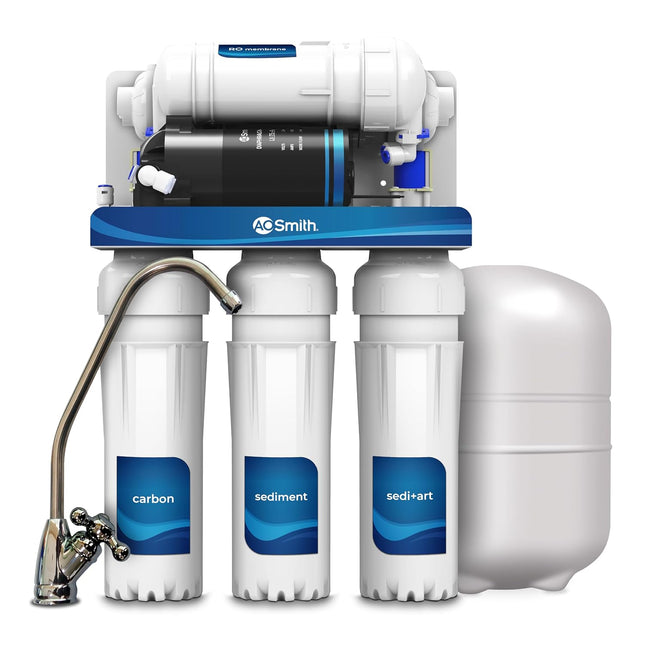 AO Smith X5 Under The Counter/Sink Water Purifier for home with copper | 6-stage Purification | Compact Purifier with high-speed purification