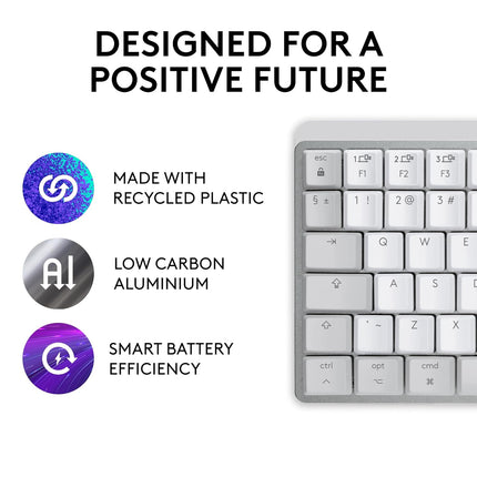 Logitech MX Mechanical Mini for Mac Wireless Illuminated Keyboard with Free Adobe subscription, Low-Profile Performance Switches, Tactile Quiet Keys, Backlit, Bluetooth, USB-C, Apple, iPad - Pale Grey