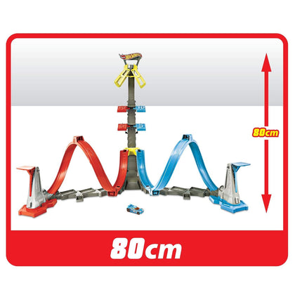 Mattel Hot Wheels Loop & Launch Track Set for Kids 5-10 Years Old with Adjustable 2-Foot-Tall Winner S Cage, Spiral Loop, & Point Panels, Simple Set-Up & Collapsible for Easy Storage