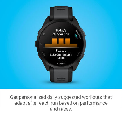 Garmin Forerunner 165, Running Smartwatch with GPS, Colorful AMOLED Display, Training Metrics and Recovery Insights, (Black/Salte Gray)