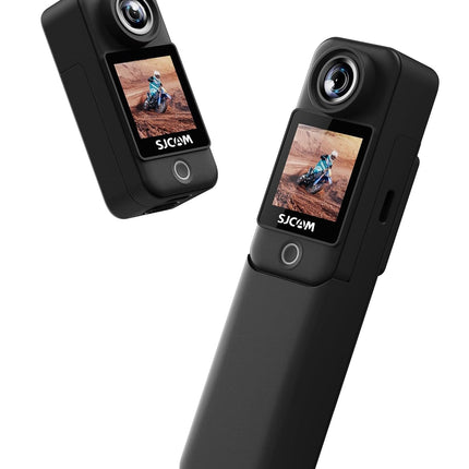 SJCAM C300 4K30fps 20MP Action Camera with Handheld Grip | 6axis gyro, Backup Upto 6 Hours, 1.33in Dual Touch Screen | 2.4G,5G Wi-Fi, Super Night Vision, 30M Waterproof for Live Steaming Vlog | Black