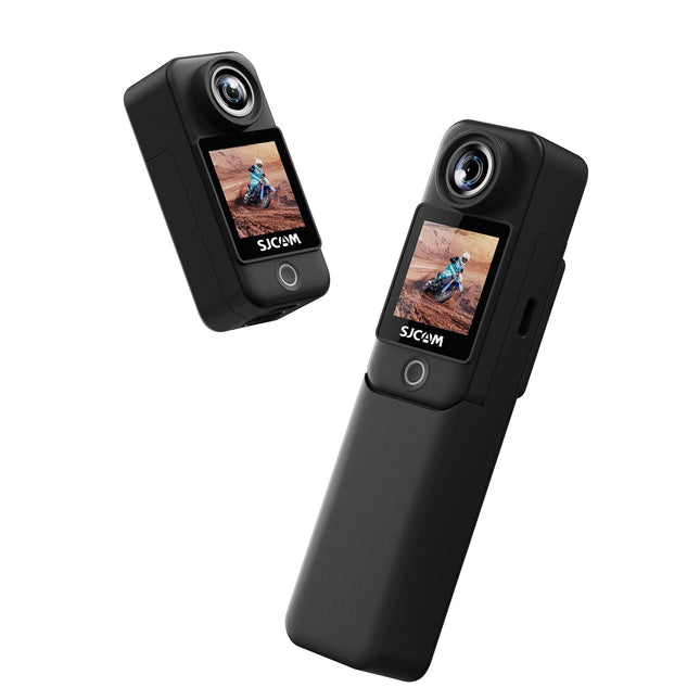 SJCAM C300 4K30fps 20MP Action Camera with Handheld Grip | 6axis gyro, Backup Upto 6 Hours, 1.33in Dual Touch Screen | 2.4G,5G Wi-Fi, Super Night Vision, 30M Waterproof for Live Steaming Vlog | Black