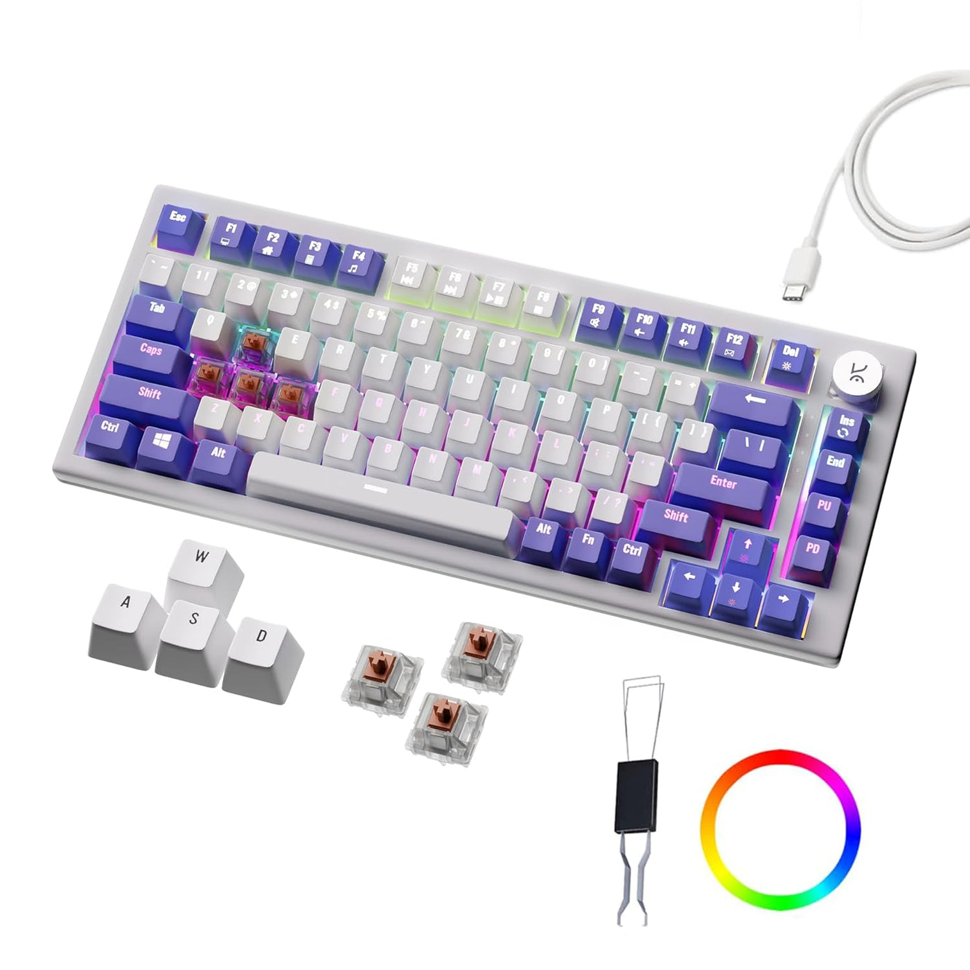 Kreo Hive 75 Mechanical Gaming Keyboard with Per-Key RGB Backlight, Ho ...
