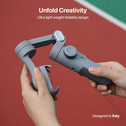 IZI GO-X Mobile Handheld Gimbal Stabiliser, 3-Axis, OLED Display, LED Fill Light, Wireless Charge Pad, Android, iPhone, Live Video, Instagram, YouTube, Shot Guide, Smart AI Track, Portable Gimbal.