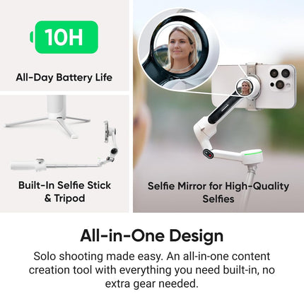 Insta360 Flow 2 Pro - AI Tracking Phone Gimbal, 200+ App Tracking with DockKit, Multi-Person Tracking, 360º Pan Tracking, Built-in Tripod/Selfie Stick, iPhone/Android Portable Stabilizer