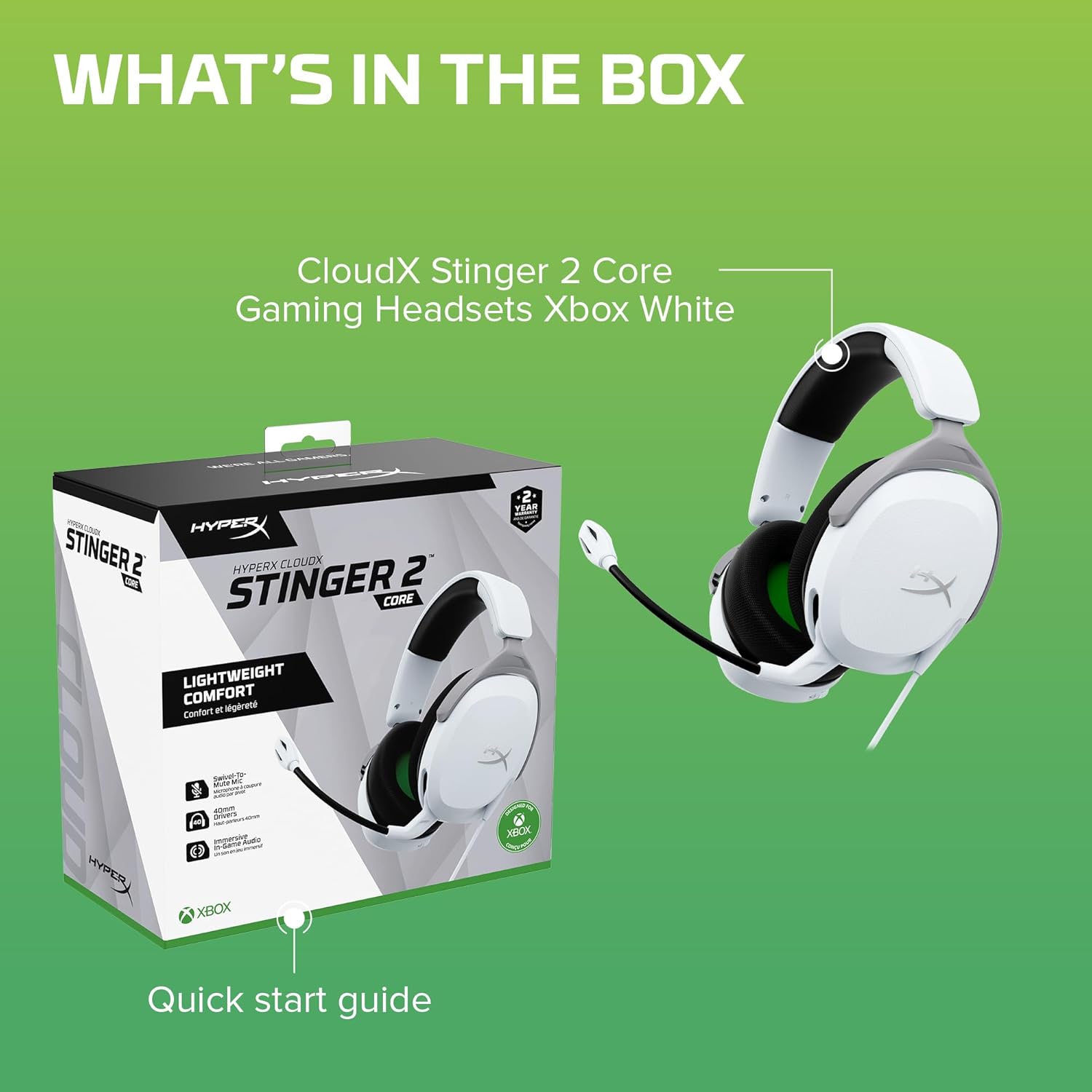 HyperX Cloudx Stinger Core Gaming Headset for Xbox-White