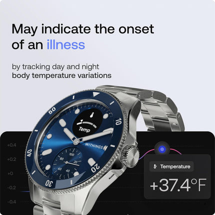 Withings ScanWatch Nova, Heart Health Hybrid Smartwatch for Men & Women - ECG, with SPO2, Temperature Monitoring, Sleep, Respiratory Health, Cycle Monitoring, 30-Day Battery Life, iOS & Android, Blue