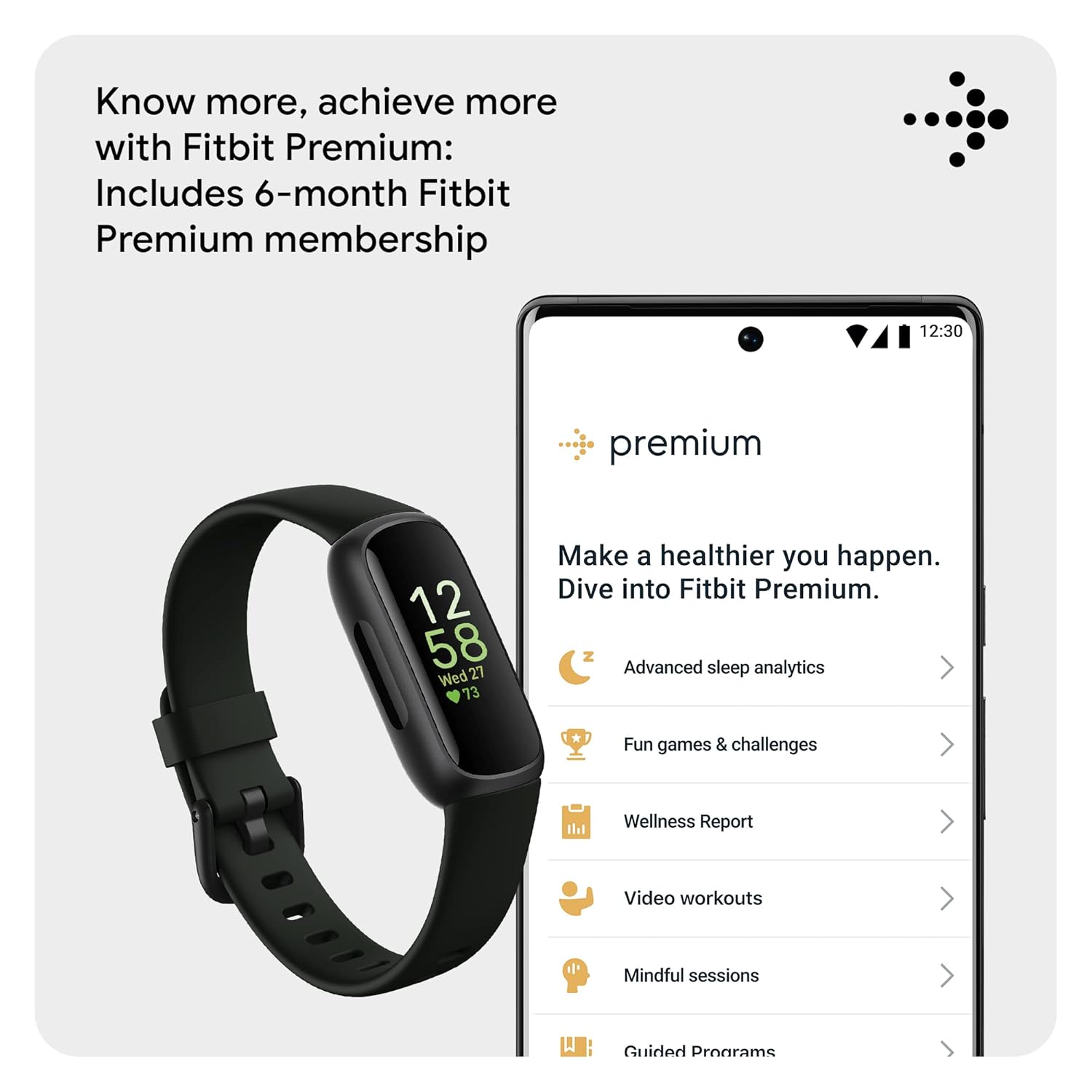 Fitbit Inspire Health Fitness Tracker (Midnight Zen/Black) with 6-Month Premium Membership