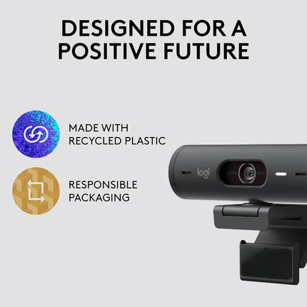 Logitech Brio 500 Full Hd Webcam with Auto Light Correction,Show Mode, Dual Noise Reduction Mics, Webcam Privacy Cover, Works with Microsoft Teams, Google Meet, Zoom, USB-C Cable - Graphite - Digital
