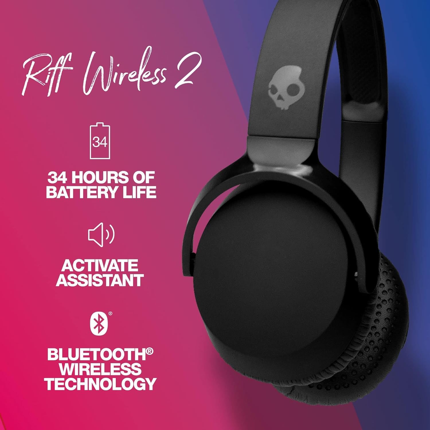 Skullcandy Riff On-Ear Wireless Headphones Black Unboxify