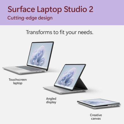 Microsoft Surface Laptop Studio 2 (2023) - 14.4" Touchscreen - Intel Core i7, 64GB RAM, 2TB SSD, NVIDIA GeForce RTX 4060, Windows 11, Platinum Color Copilot