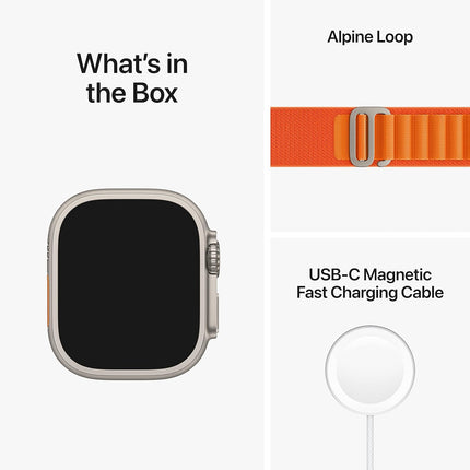 Apple Watch Ultra [GPS + Cellular 49 mm] Smart Watch w/Rugged Titanium Case & Orange Alpine Loop Medium. Fitness Tracker, Precision GPS, Action Button, Extra-Long BatteryLife, Brighter Retina Display